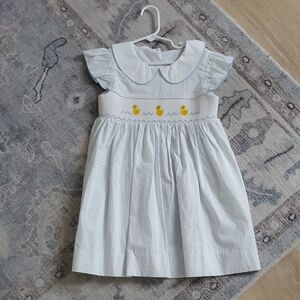 Stitchy Fish Girls Smocked Embroidered Duck Dress Sz4T